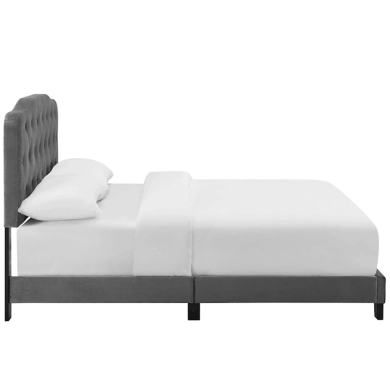 Queen-Size Velvet Upholstered Bed