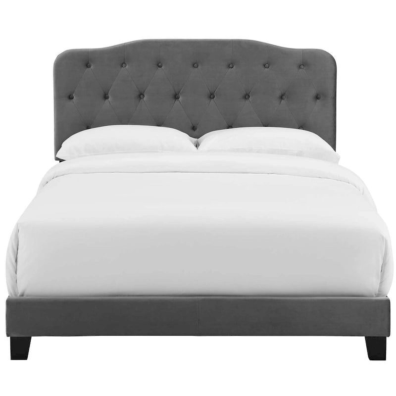 Queen-Size Velvet Upholstered Bed