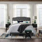 Queen-Size Velvet Upholstered Bed