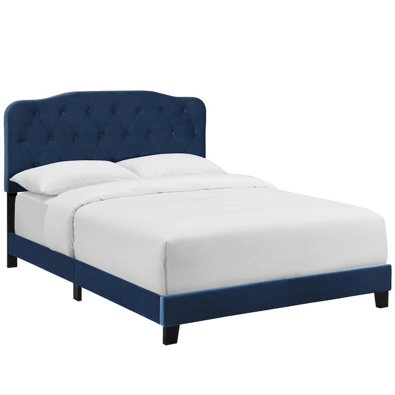 Queen-Size Velvet Upholstered Bed