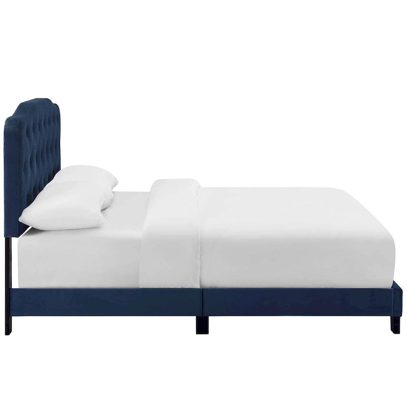 Queen-Size Velvet Upholstered Bed