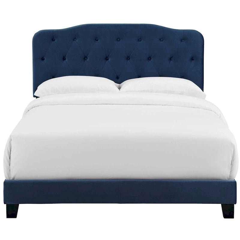 Queen-Size Velvet Upholstered Bed