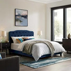 Queen-Size Velvet Upholstered Bed