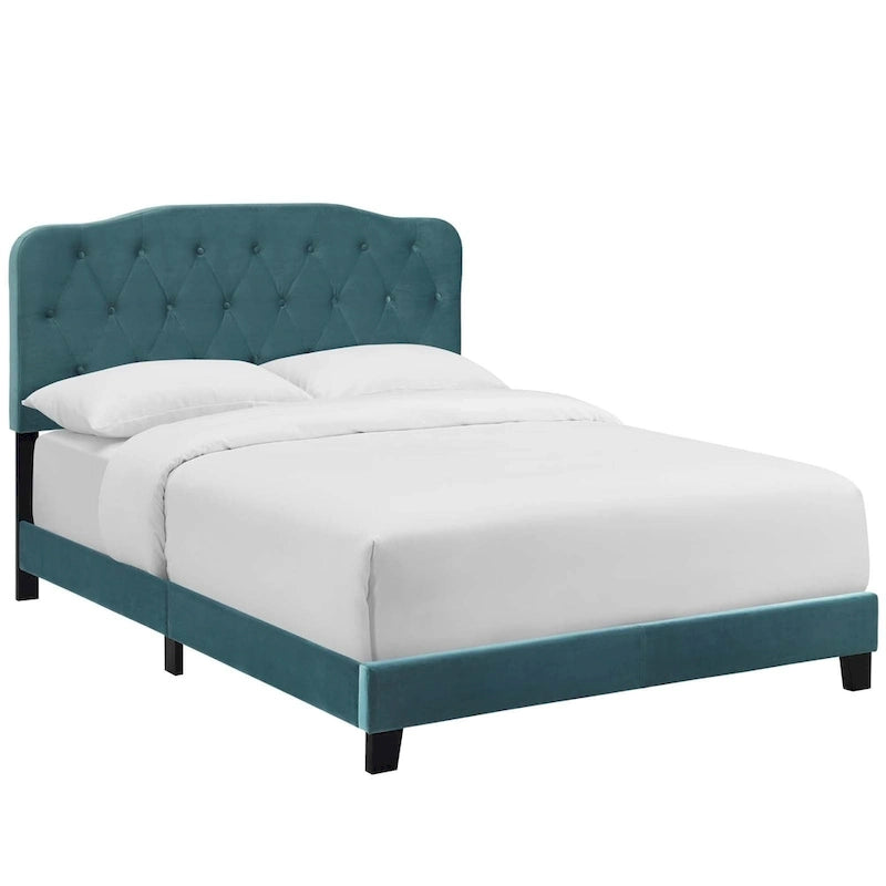 Queen-Size Velvet Upholstered Bed