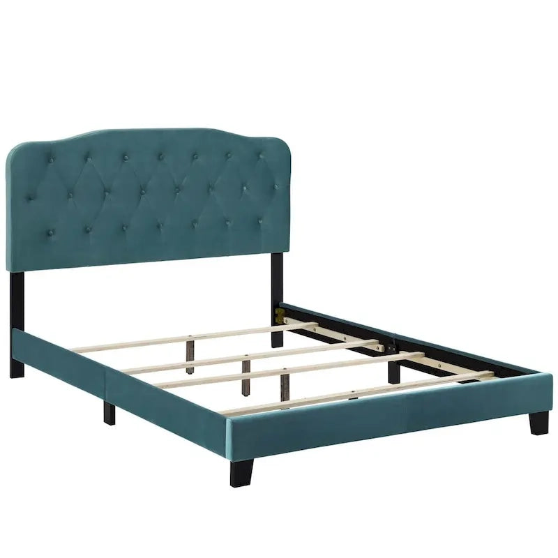 Queen-Size Velvet Upholstered Bed