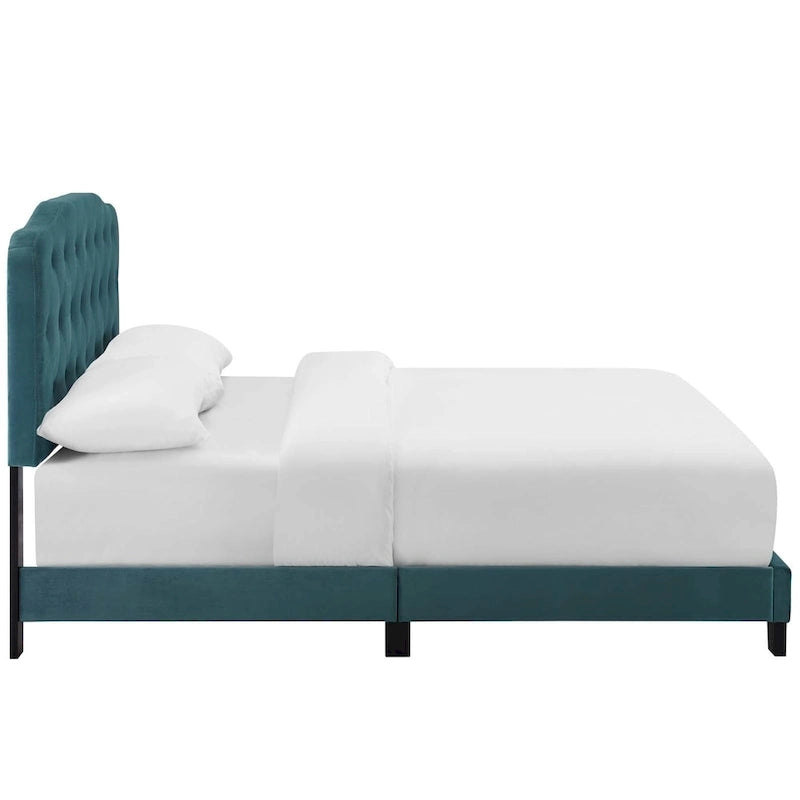 Queen-Size Velvet Upholstered Bed