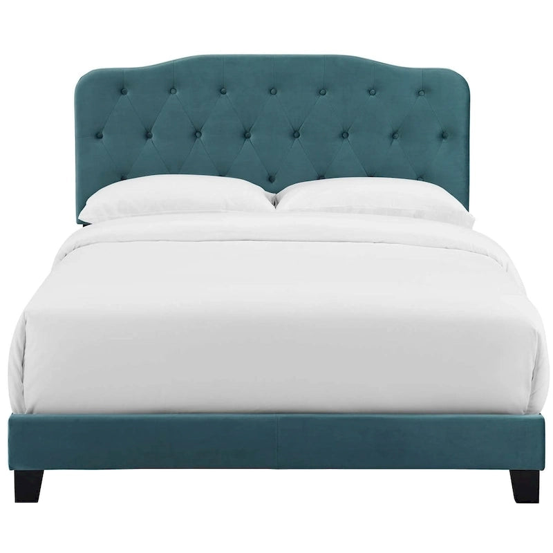 Queen-Size Velvet Upholstered Bed