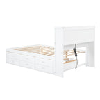 Full Size Platform Bed with Trundle and USB Plugs