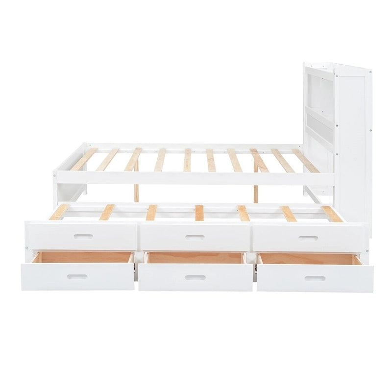 Full Size Platform Bed with Trundle and USB Plugs