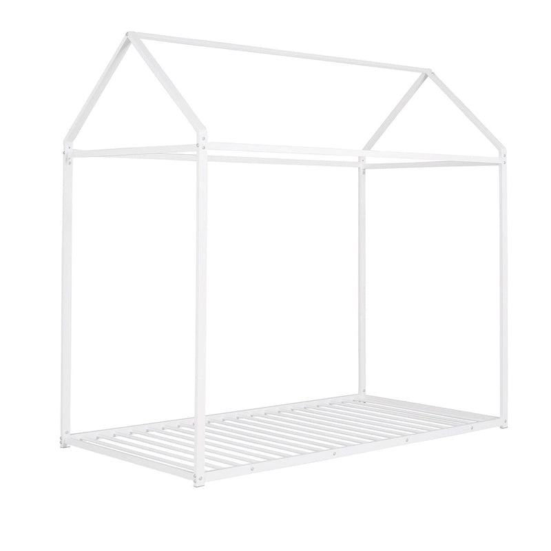 House Bed Frame Twin Size , Kids Bed Frame Metal Platform Bed Floor Bed for Kids Boys Girls No Box Spring Needed