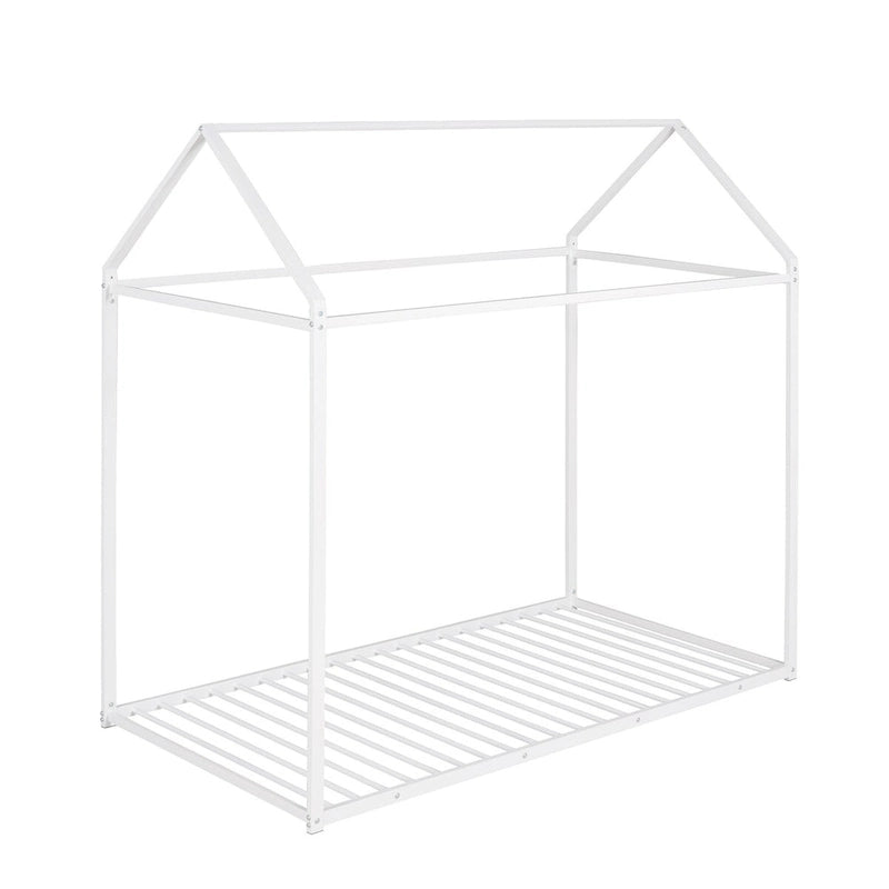 House Bed Frame Twin Size , Kids Bed Frame Metal Platform Bed Floor Bed for Kids Boys Girls No Box Spring Needed