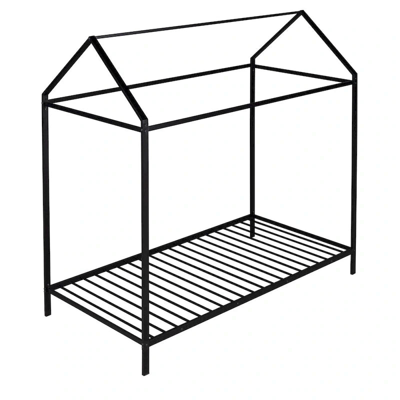 House Bed Frame Twin Size , Kids Bed Frame Metal Platform Bed Floor Bed for Kids Boys Girls No Box Spring Needed