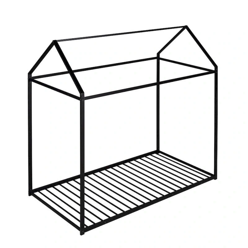 House Bed Frame Twin Size , Kids Bed Frame Metal Platform Bed Floor Bed for Kids Boys Girls No Box Spring Needed