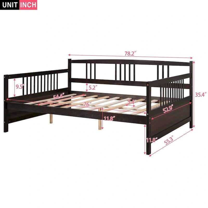 Multifunctional Solid Wood Daybed: Twin Size, Storage