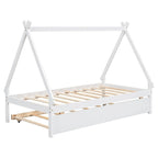 Twin size Tent Floor Teepee Bed with Trundle for bedroom