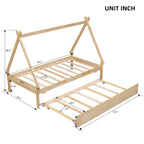 Twin size Tent Floor Teepee Bed with Trundle for bedroom