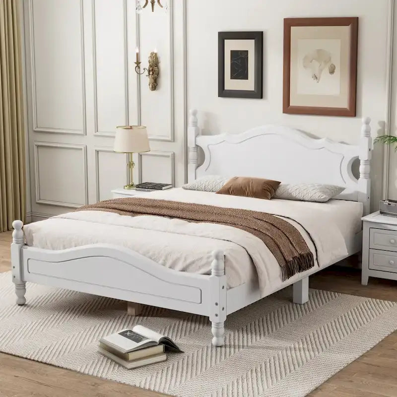 Retro Style Platform Bed Wood Platform Bed Frame