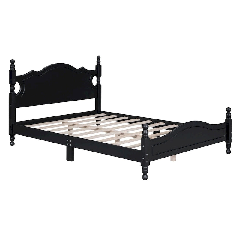 Retro Style Platform Bed Wood Platform Bed Frame
