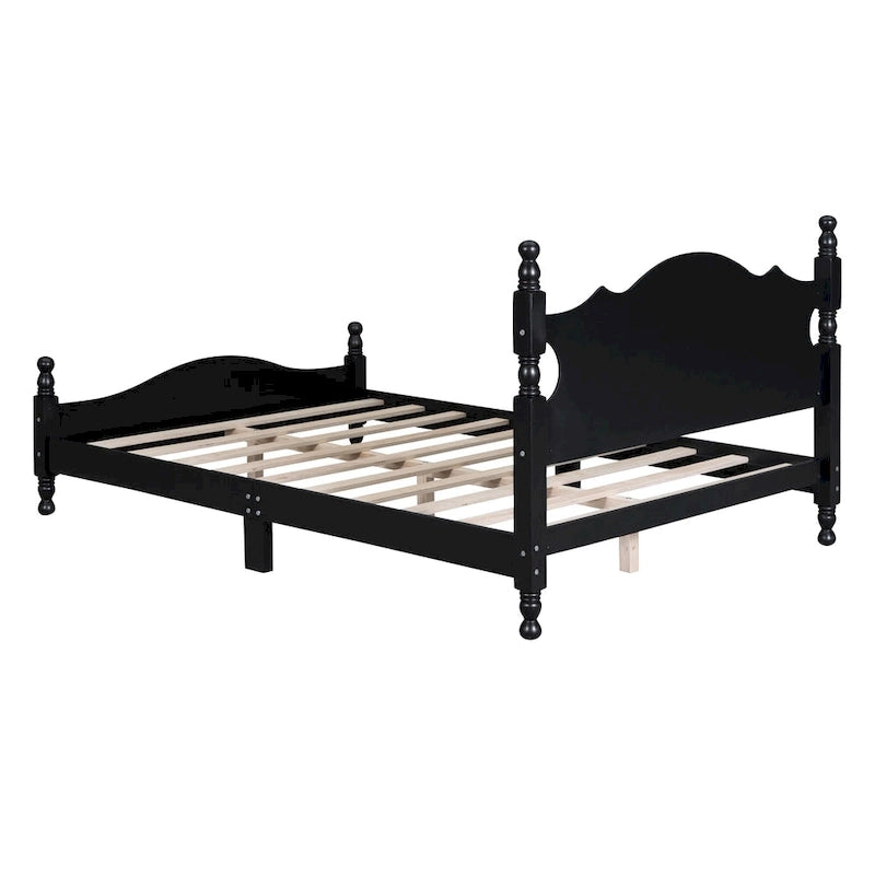 Retro Style Platform Bed Wood Platform Bed Frame