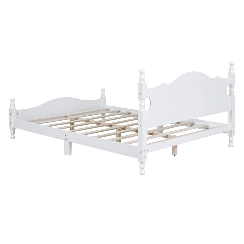 Retro Style Platform Bed Wood Platform Bed Frame