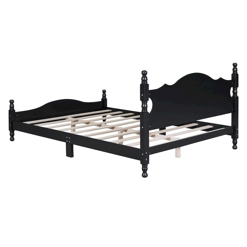 Retro Style Platform Bed Wood Platform Bed Frame