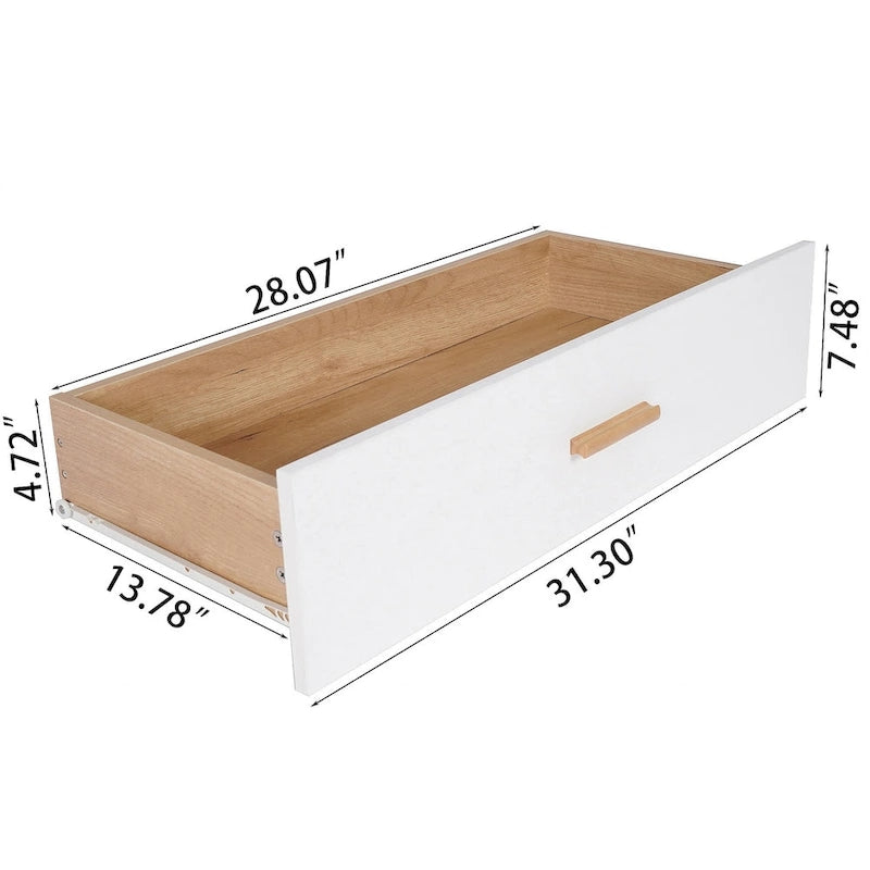 Three Drawer Storage Cabinet Dresser Bedside Table Chest Solid Wood Feet and Handles