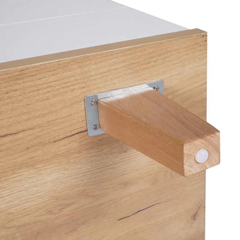 Three Drawer Storage Cabinet Dresser Bedside Table Chest Solid Wood Feet and Handles