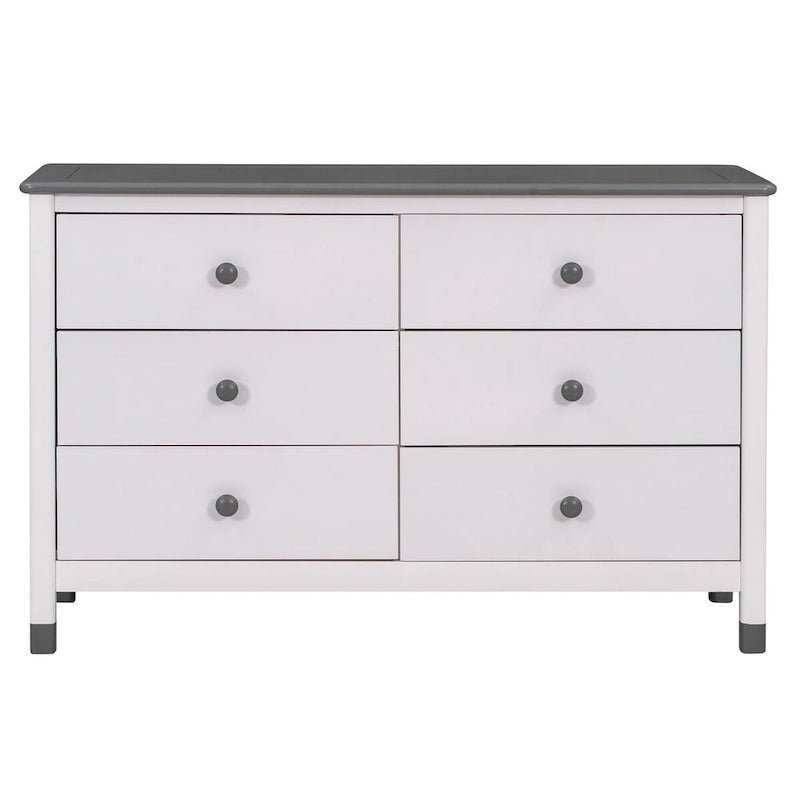 3-Pieces Bedroom Sets Full Size Platform Bed with Nightstand and Storage dresser,White+Gray