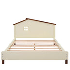 3-Pieces Bedroom Sets Full Size Platform Bed with Nightstand and Storage dresser,White+Gray