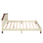 3-Pieces Bedroom Sets Full Size Platform Bed with Nightstand and Storage dresser,White+Gray