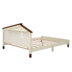 3-Pieces Bedroom Sets Full Size Platform Bed with Nightstand and Storage dresser,White+Gray