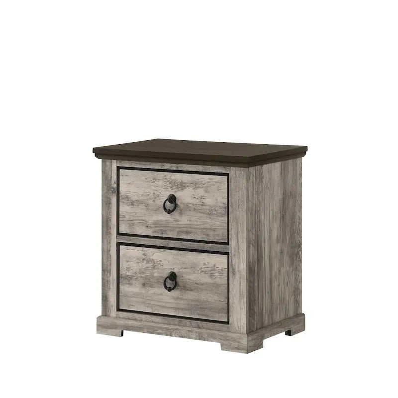 Aimon 5 Piece Gray Rustic Panel Bedroom Set