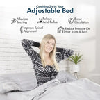 Renanim SF Adjustable Base w/ 12 Hybrid Mattress, Massage, USB, Underbed Light, App, Head & Foot Incline