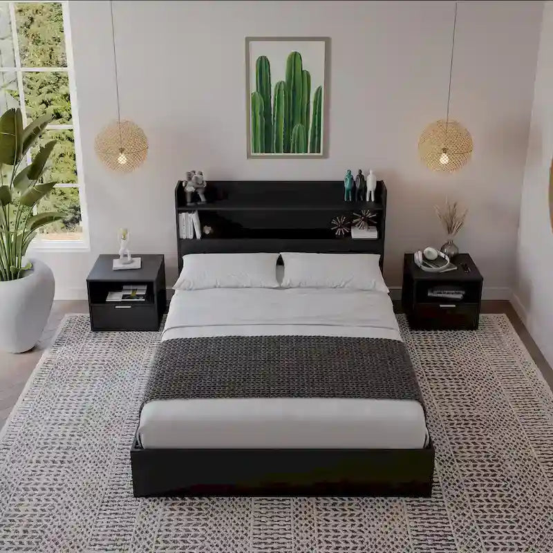 Hunter Platform Bed With Headboard And 2 Nightstands