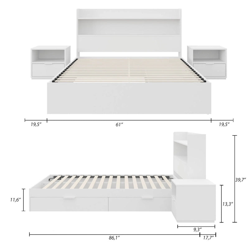 Hunter Platform Bed With Headboard And 2 Nightstands