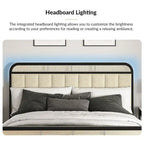 Modern Solid Wood And Rattan Bed (With Led Headboard)