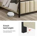 Modern Solid Wood And Rattan Bed (With Led Headboard)