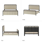 Modern Solid Wood And Rattan Bed (With Led Headboard)