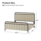 Modern Solid Wood And Rattan Bed (With Led Headboard)