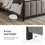 Modern Solid Wood And Rattan Bed (With Led Headboard)