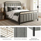 Modern Solid Wood And Rattan Bed (With Led Headboard)