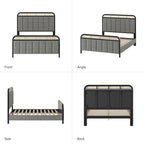 Modern Solid Wood And Rattan Bed (With Led Headboard)