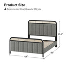 Modern Solid Wood And Rattan Bed (With Led Headboard)
