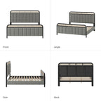 Modern Solid Wood And Rattan Bed (With Led Headboard)