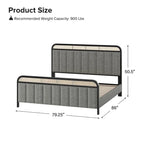 Modern Solid Wood And Rattan Bed (With Led Headboard)