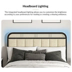 Modern Solid Wood And Rattan Bed (With Led Headboard)