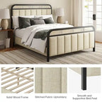 Modern Solid Wood And Rattan Bed (With Led Headboard)