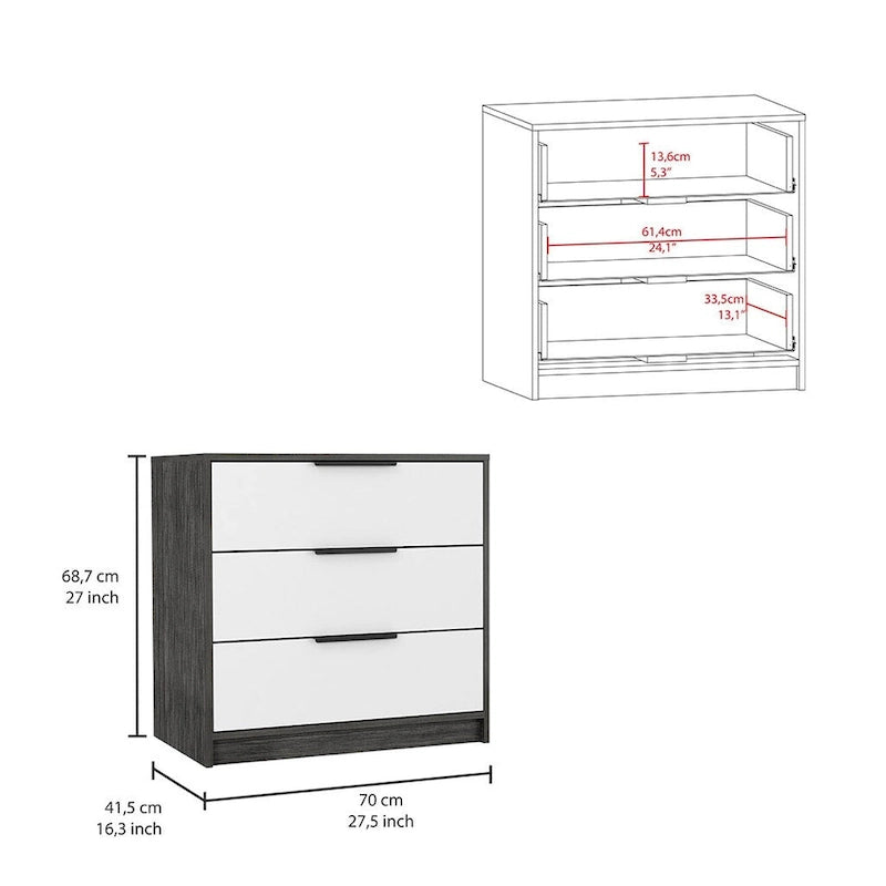 Kaia 3 Drawers Dresser, Superior Top