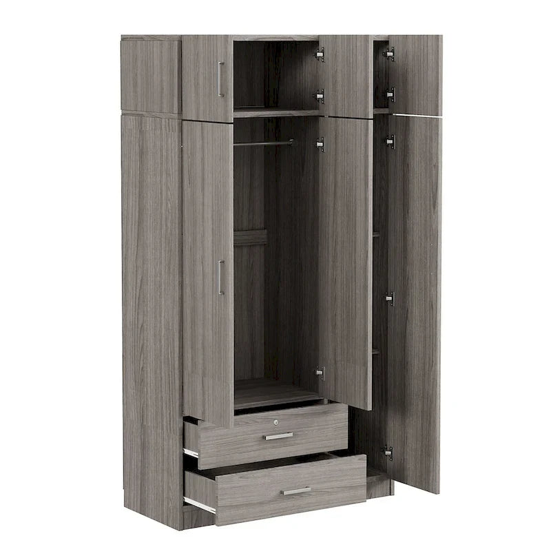 Mirror Wardrobe with 2 Drawers and Top Cabinet by Harper&Bright Designs
