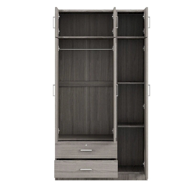 Mirror Wardrobe with 2 Drawers and Top Cabinet by Harper&Bright Designs